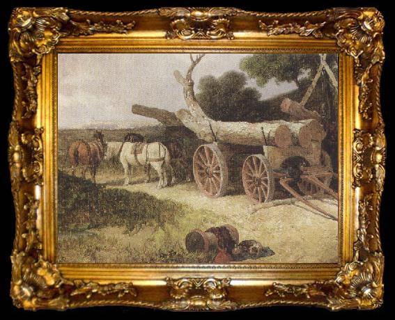 framed  James holland,r.w.s Countryfolk logging (mk37), ta009-2